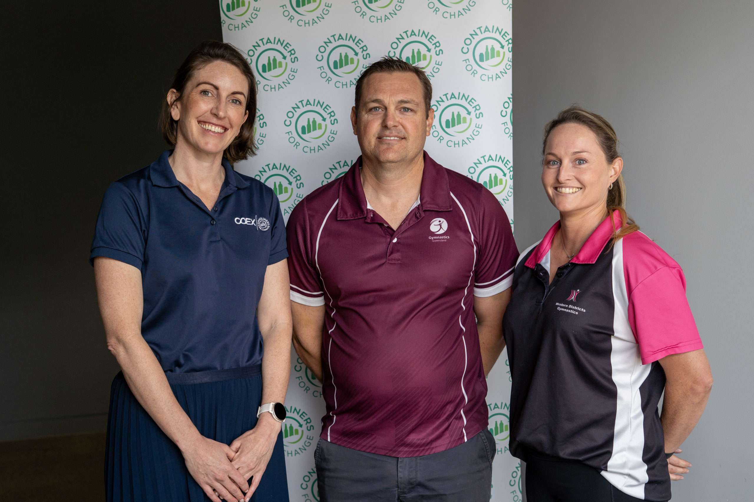 COEX Strategic Partnerships Manager Carolyn Gibbs with Chris Rushton from Gymnastics Queensland and Lisa Long from Western Districts Youth Club.